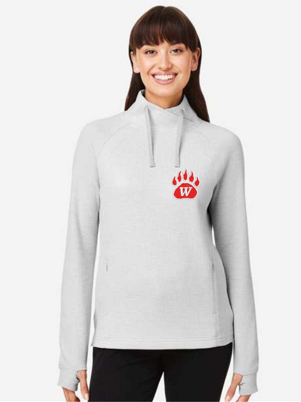 Wadsworth Embroidered Women's Rhythm Waffle Cross-Neck Pullover