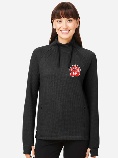 Wadsworth Embroidered Women's Rhythm Waffle Cross-Neck Pullover