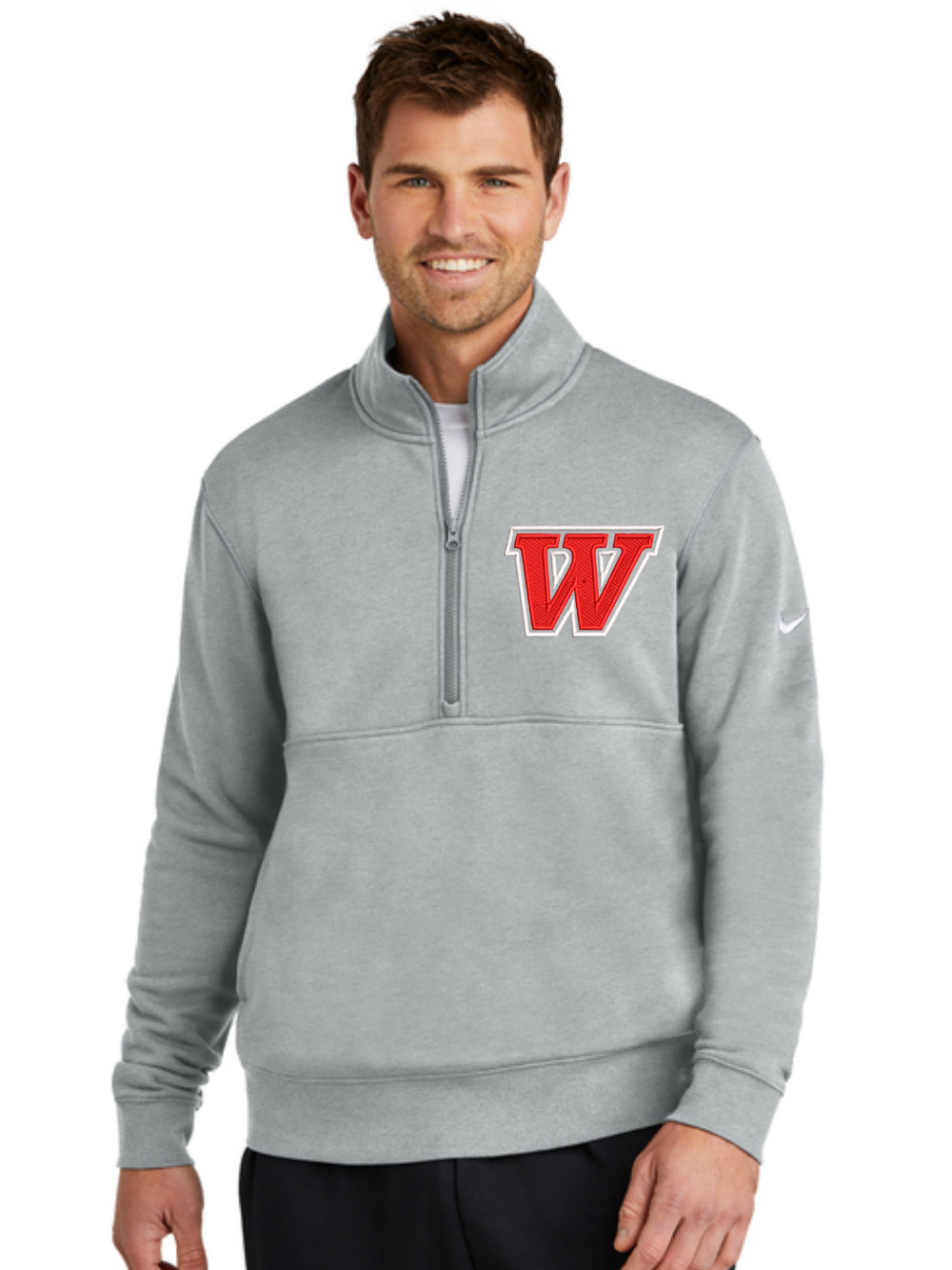 Wadsworth Embroidered Nike Club Fleece Sleeve Swoosh Half Zip