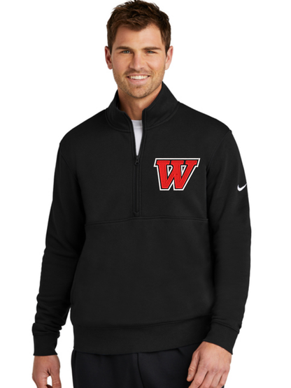 Wadsworth Embroidered Nike Club Fleece Sleeve Swoosh Half Zip
