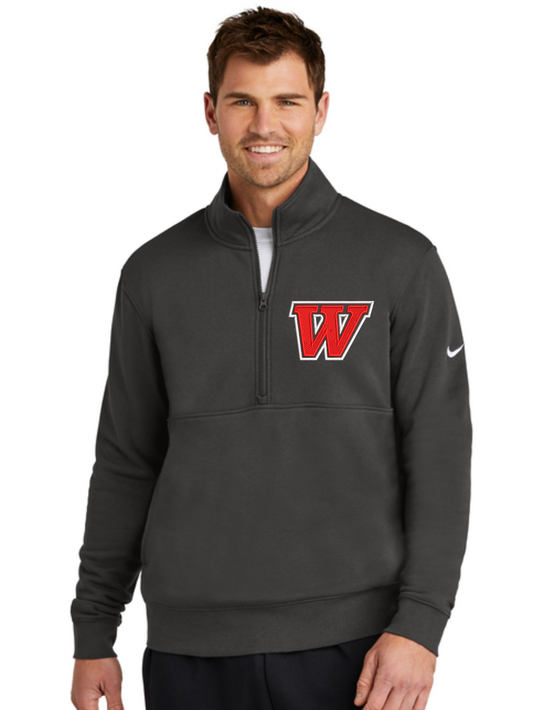 Wadsworth Embroidered Nike Club Fleece Sleeve Swoosh Half Zip