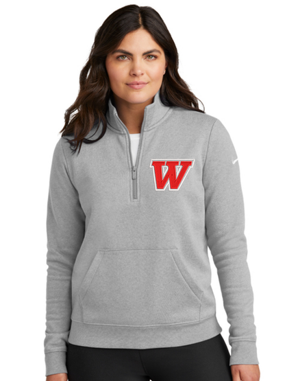 Wadsworth Embroidered Nike Women's Club Fleece Sleeve Swoosh Half Zip