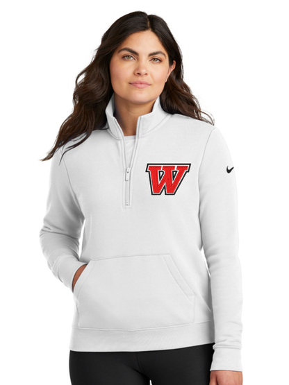 Wadsworth Embroidered Nike Women's Club Fleece Sleeve Swoosh Half Zip