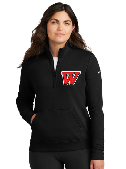 Wadsworth Embroidered Nike Women's Club Fleece Sleeve Swoosh Half Zip