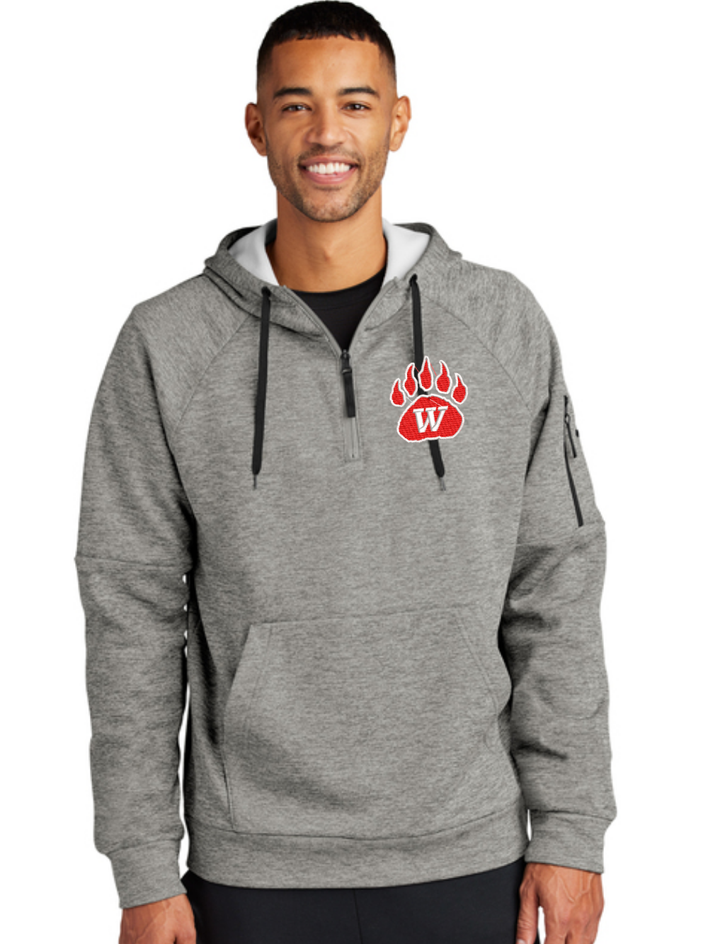 Wadsworth Embroidered Nike Therma-FIT Pocket Quarter Zip Fleece Hoodie