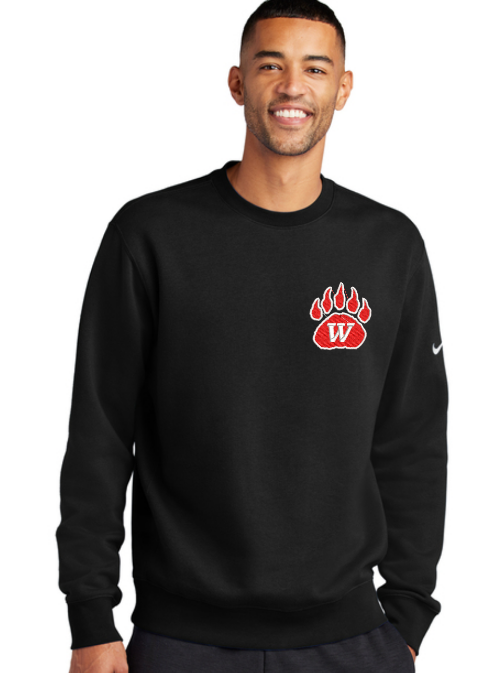 Wadsworth Embroidered Nike Club Fleece Sleeve Swoosh Crewneck Sweatshirt