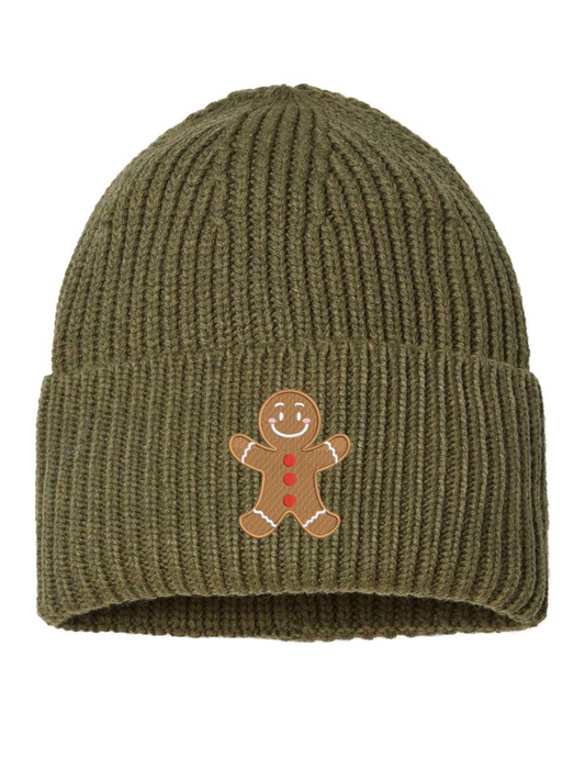 Gingerbread Embroidered Beanie