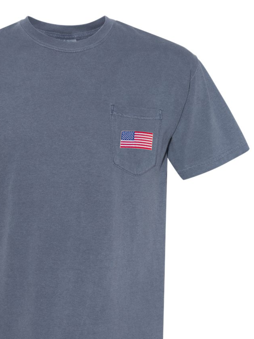 Embroidered American Flag Comfort Colors Pocket T-Shirt