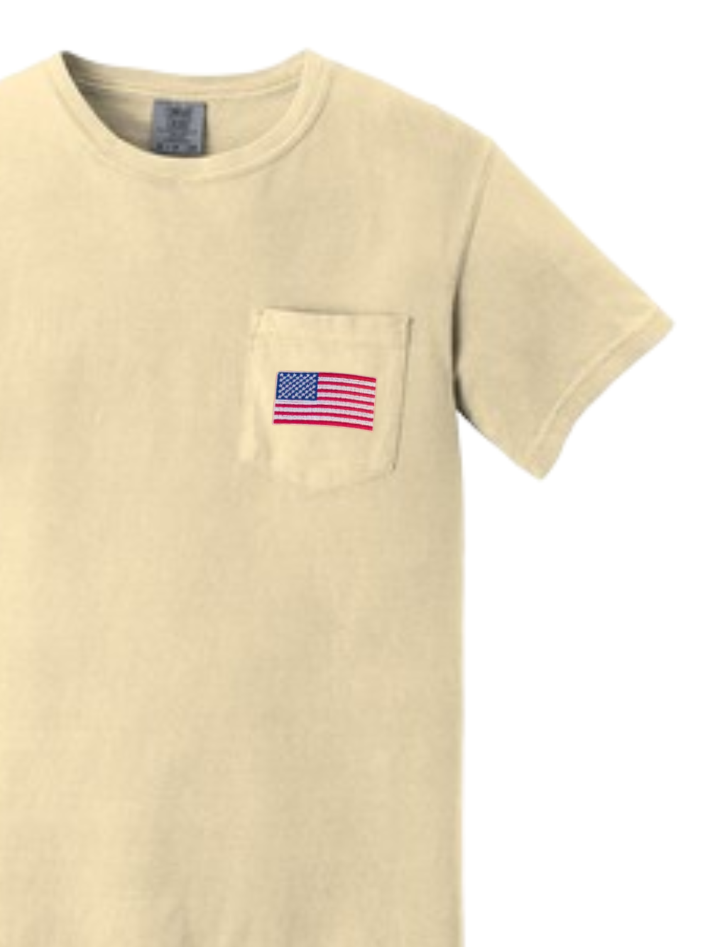 Embroidered American Flag Comfort Colors Pocket T-Shirt