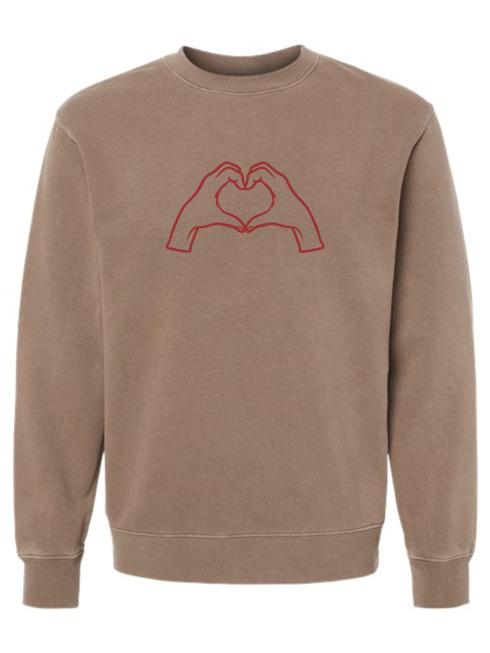 Heart Hands Embroidered Pigment-Dyed Crewneck Sweatshirt