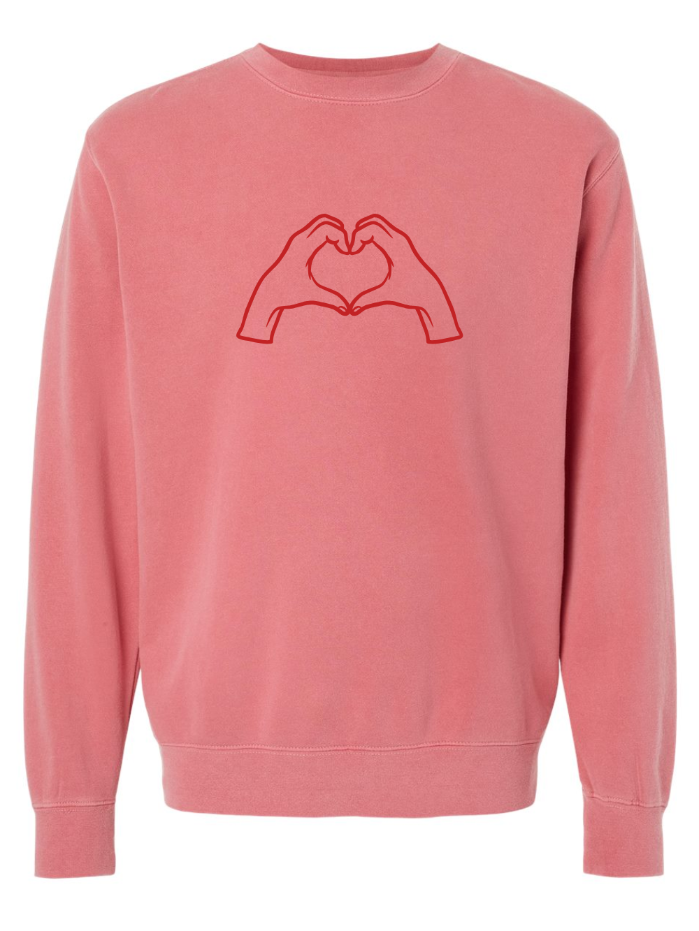 Heart Hands Embroidered Pigment-Dyed Crewneck Sweatshirt