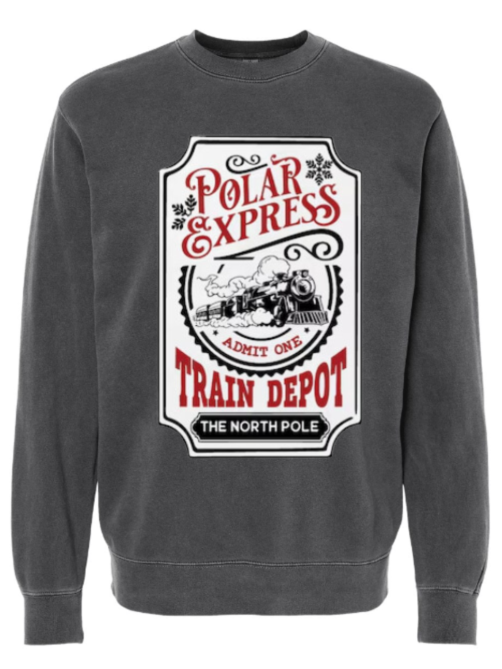 Polar Express Graphic Washed Crewneck Sweatshirt