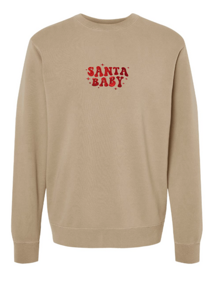 Santa Baby Embroidered Washed Crewneck Sweatshirt