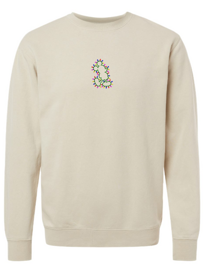 Christmas Lights Mickey Mouse Embroidered Washed Crewneck Sweatshirt