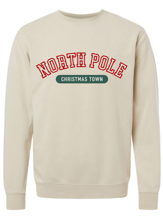 North Pole Embroidered Washed Crewneck Sweatshirt