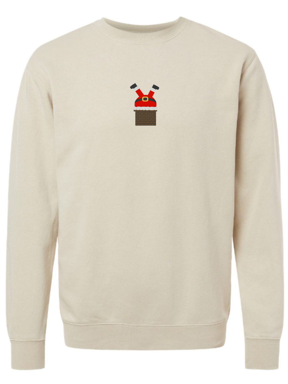 Santa Chimney Embroidered Washed Crewneck Sweatshirt