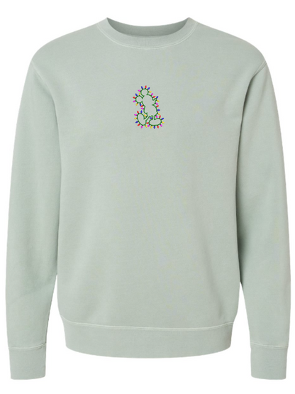 Christmas Lights Mickey Mouse Embroidered Washed Crewneck Sweatshirt