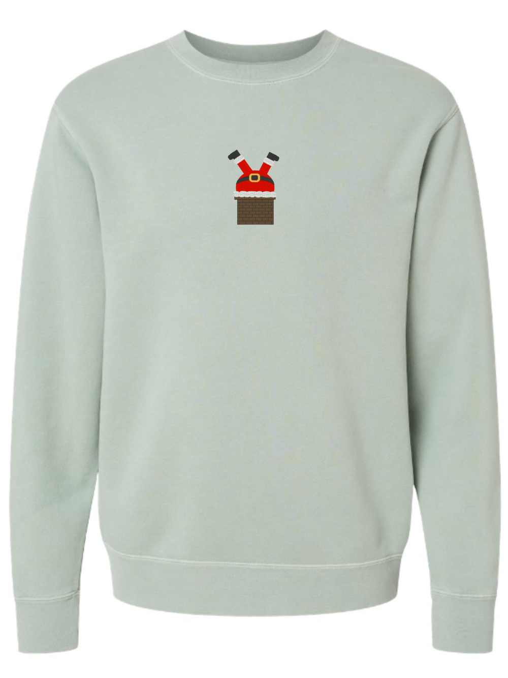 Santa Chimney Embroidered Washed Crewneck Sweatshirt