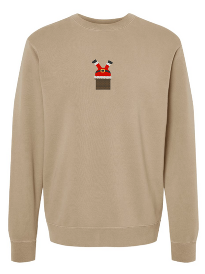 Santa Chimney Embroidered Washed Crewneck Sweatshirt