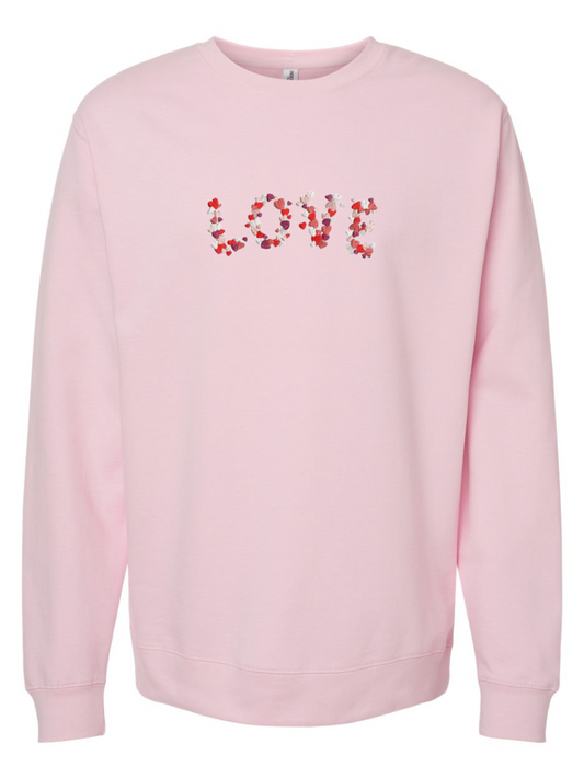 Love Embroidered Fleece Crewneck Sweatshirt