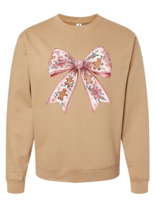 Gingerbread Bow Graphic Crewneck Sweatshirt