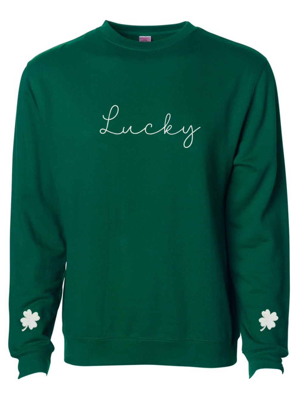 Lucky Shamrock Sleeves Embroidered Crewneck Sweatshirt