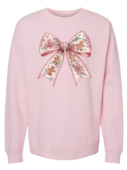 Gingerbread Bow Graphic Crewneck Sweatshirt