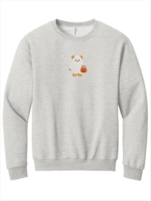 Ghost Teddy Bear Embroidered Crewneck Sweatshirt