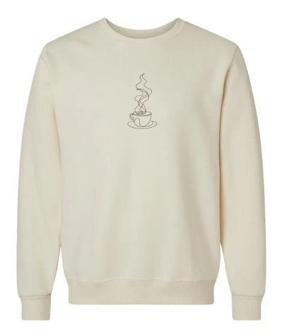 Coffee Silhouette Embroidered Ultra Soft Crewneck Sweatshirt