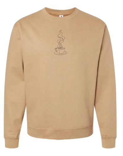 Coffee Silhouette Embroidered Ultra Soft Crewneck Sweatshirt