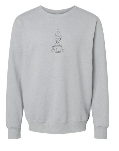 Coffee Silhouette Embroidered Ultra Soft Crewneck Sweatshirt