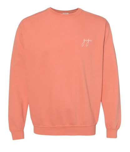 "Custom Name" Embroidered Comfort Colors Garment Dyed Sweatshirt