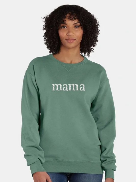 Custom Name White or Colored Floral Embroidered Unisex Comfort Wash Crewneck Sweatshirt