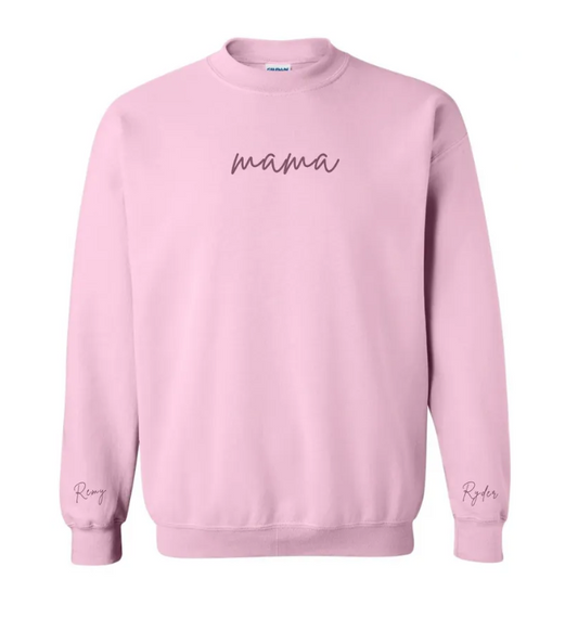 Mama Embroidered Custom Sleeve Sweatshirt