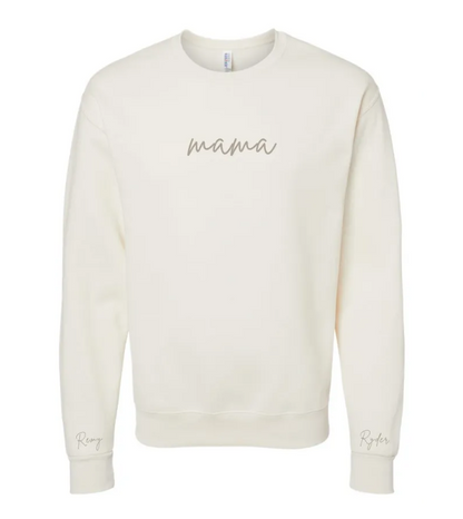 Mama Embroidered Custom Sleeve Sweatshirt