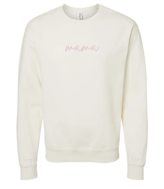 Mama Embroidered Custom Sleeve Sweatshirt