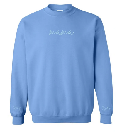 Mama Embroidered Custom Sleeve Sweatshirt