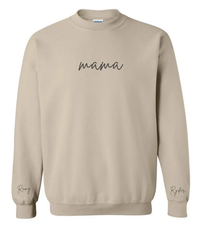 Mama Embroidered Custom Sleeve Sweatshirt