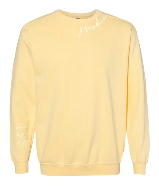 Customized Collar & Sleeve Embroidered Comfort Colors Crewneck Sweatshirt