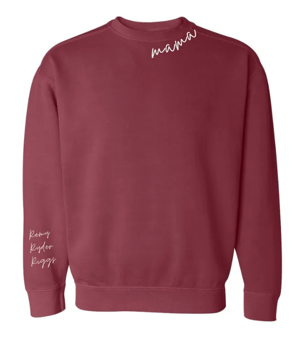 Customized Collar & Sleeve Embroidered Comfort Colors Crewneck Sweatshirt