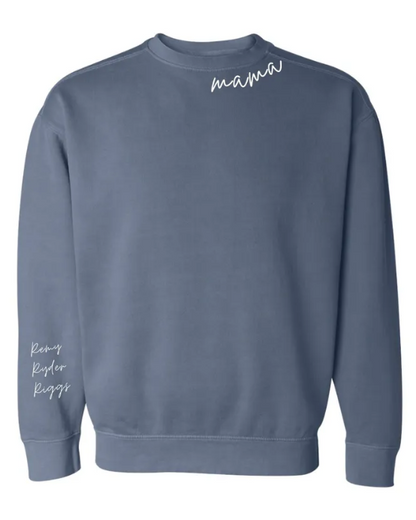 Customized Collar & Sleeve Embroidered Comfort Colors Crewneck Sweatshirt