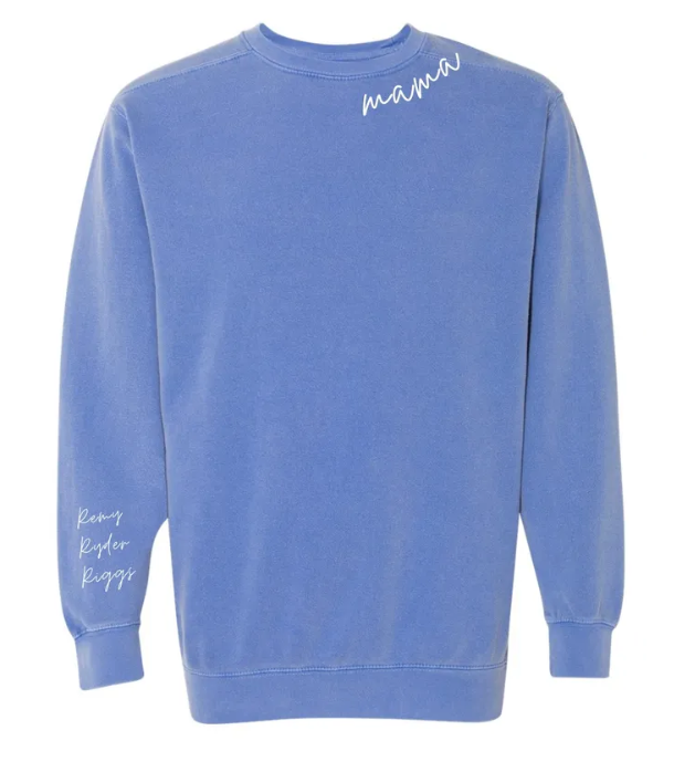 Customized Collar & Sleeve Embroidered Comfort Colors Crewneck Sweatshirt