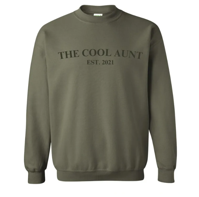 The Cool Aunt Custom Year Embroidered Crewneck Sweatshirt