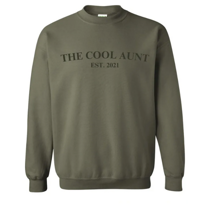 The Cool Aunt Custom Year Embroidered Crewneck Sweatshirt