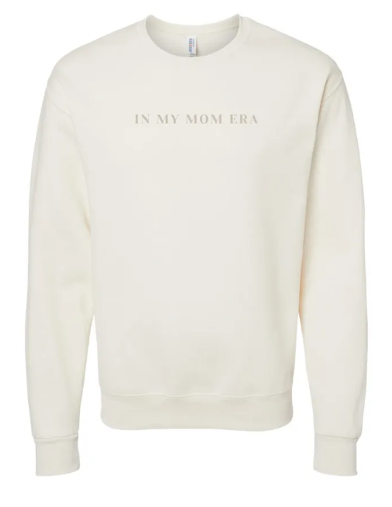 In My Mom Era Monochromatic Embroidered Crew Neck Sweatshirt