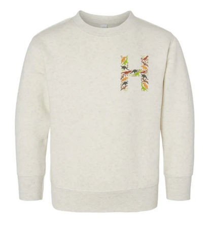 Dinosaur Custom Letter Embroidered Kids Crewneck Sweatshirt