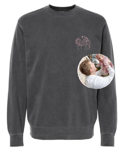 Custom Picture Outline Embroidered Crewneck Sweatshirt