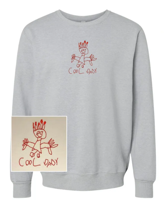 Custom Handwriting or Drawing Embroidered Crewneck Sweatshirt