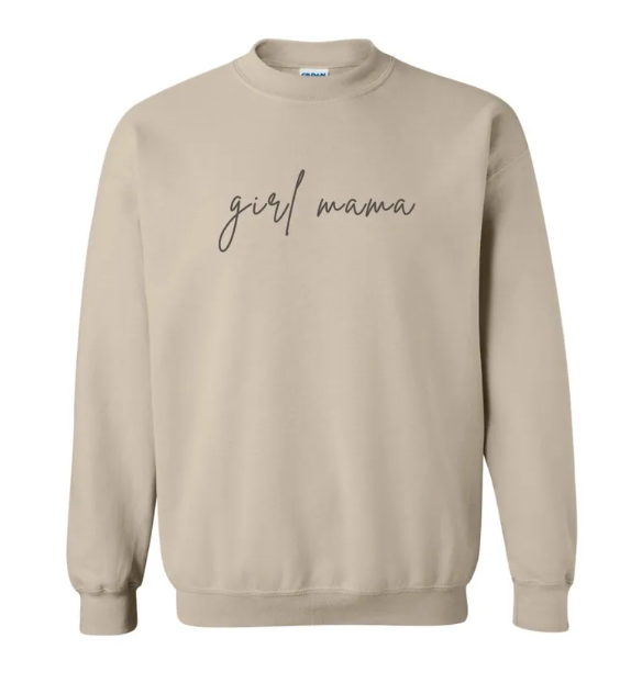 Girl Mama or Boy Mama Embroidered Crew Neck Sweatshirt