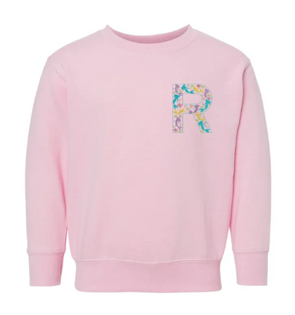 Mermaid Custom Letter Embroidered Kids Crewneck Sweatshirt